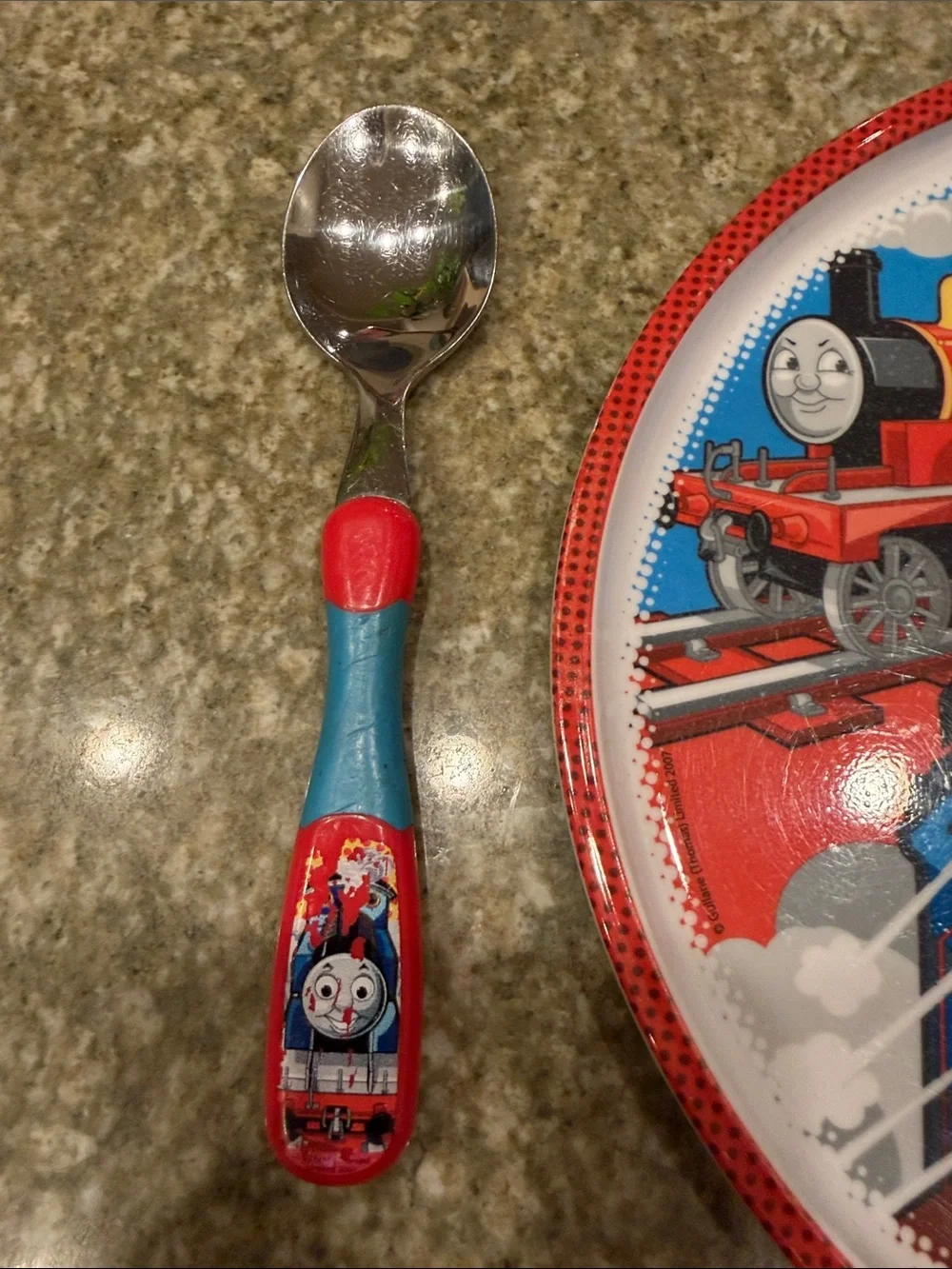 Thomas & Friends Red and Blue Train Plate & Spoon Set